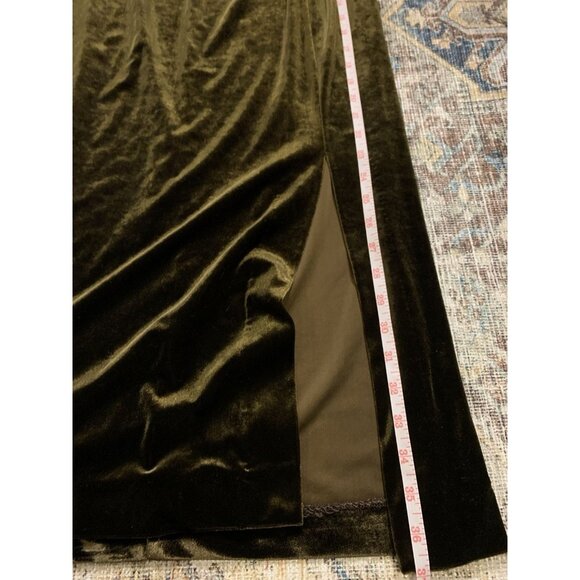 Vintage Velvet Maxi Skirt Brown Boho Whimsygoth Grunge Vamp 90s Y2K Side Slit - Picture 8 of 8